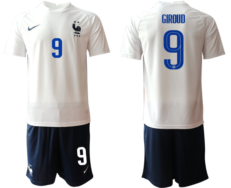 Men 2021 France away #9 soccer jerseys->france jersey->Soccer Country Jersey